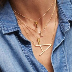 Anthropologie Block Letter Monogram Necklace A